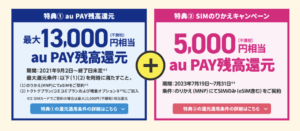 UQモバイル 18,000円キャッシュバック SIMのりかえキャンペーン