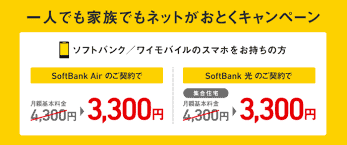 ソフトバンク光 一人でも家族でもネットがおとくキャンペーンを開始